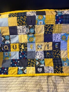 Custom Quilted Pet Blanket in Yellow and Blue